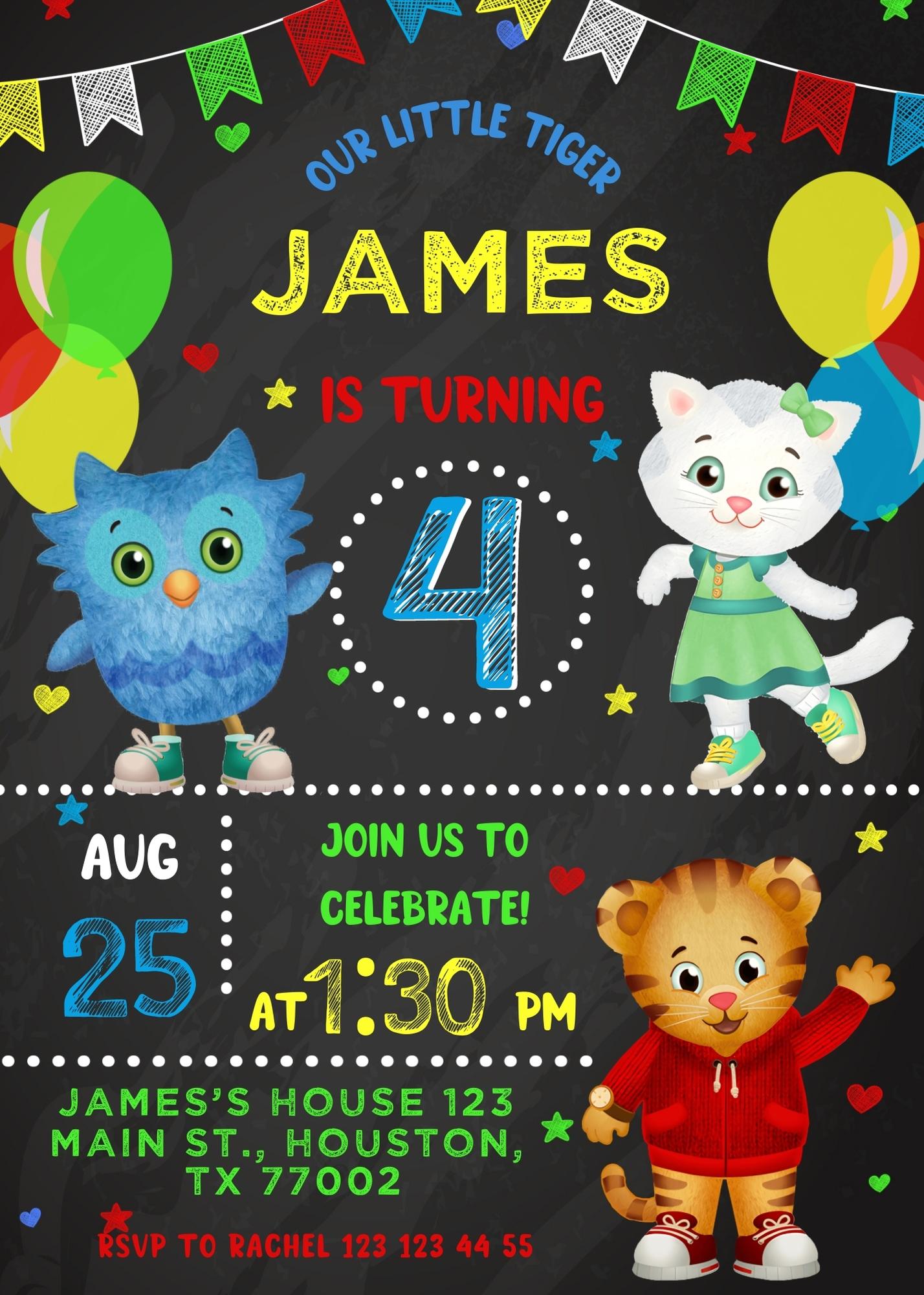 Daniel Tiger's Neighborhood customizable invitation template | Share or Print | TL442