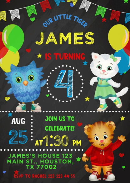 Daniel Tiger's Neighborhood customizable invitation template | Share or Print | TL442