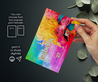 Trolls Poppy customizable invitation template | Share or Print | QT232