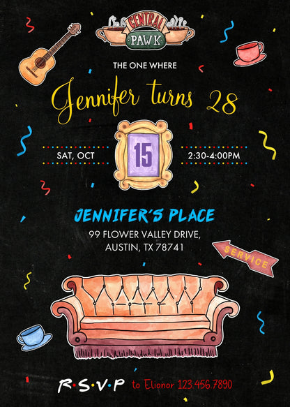 Friends TV Show customizable invitation template | Share or Print | FM031