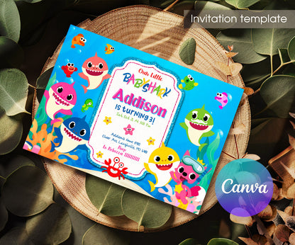 Baby Shark customizable invitation template | Share or Print | BR473