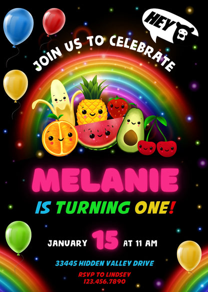 Hey Bear Sensory Dancing Fruits customizable invitation template | Share or Print | GX134