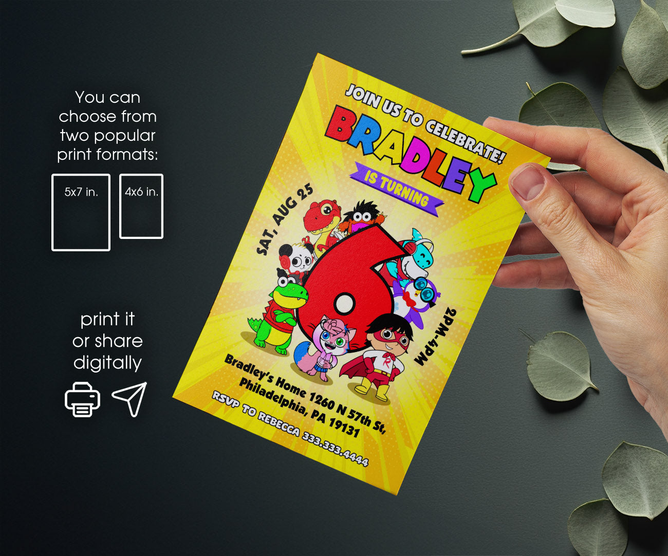 Ryan's World customizable invitation template | Share or Print | LM101
