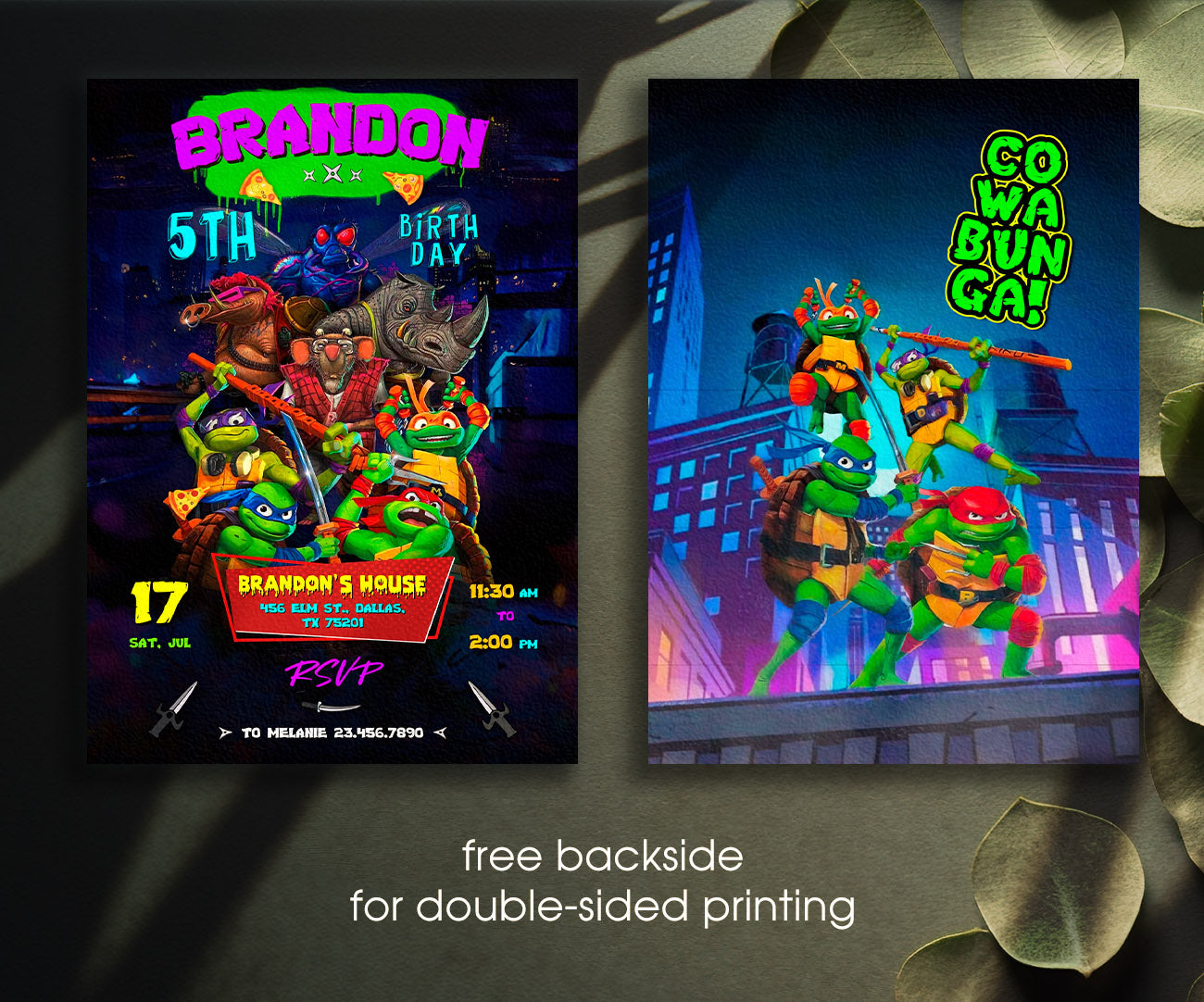 Teenage Mutant Ninja Turtles Mutant Mayhem customizable invitation template | Share or Print | boy | PW275