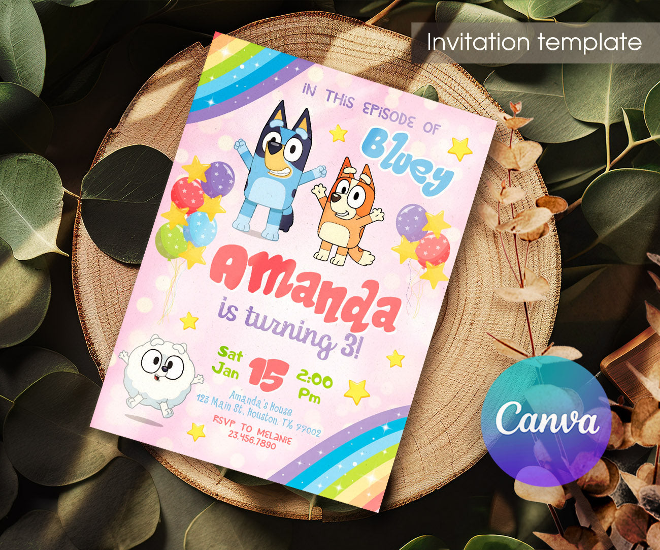 Bluey Bingo customizable invitation template | Share or Print | FK686