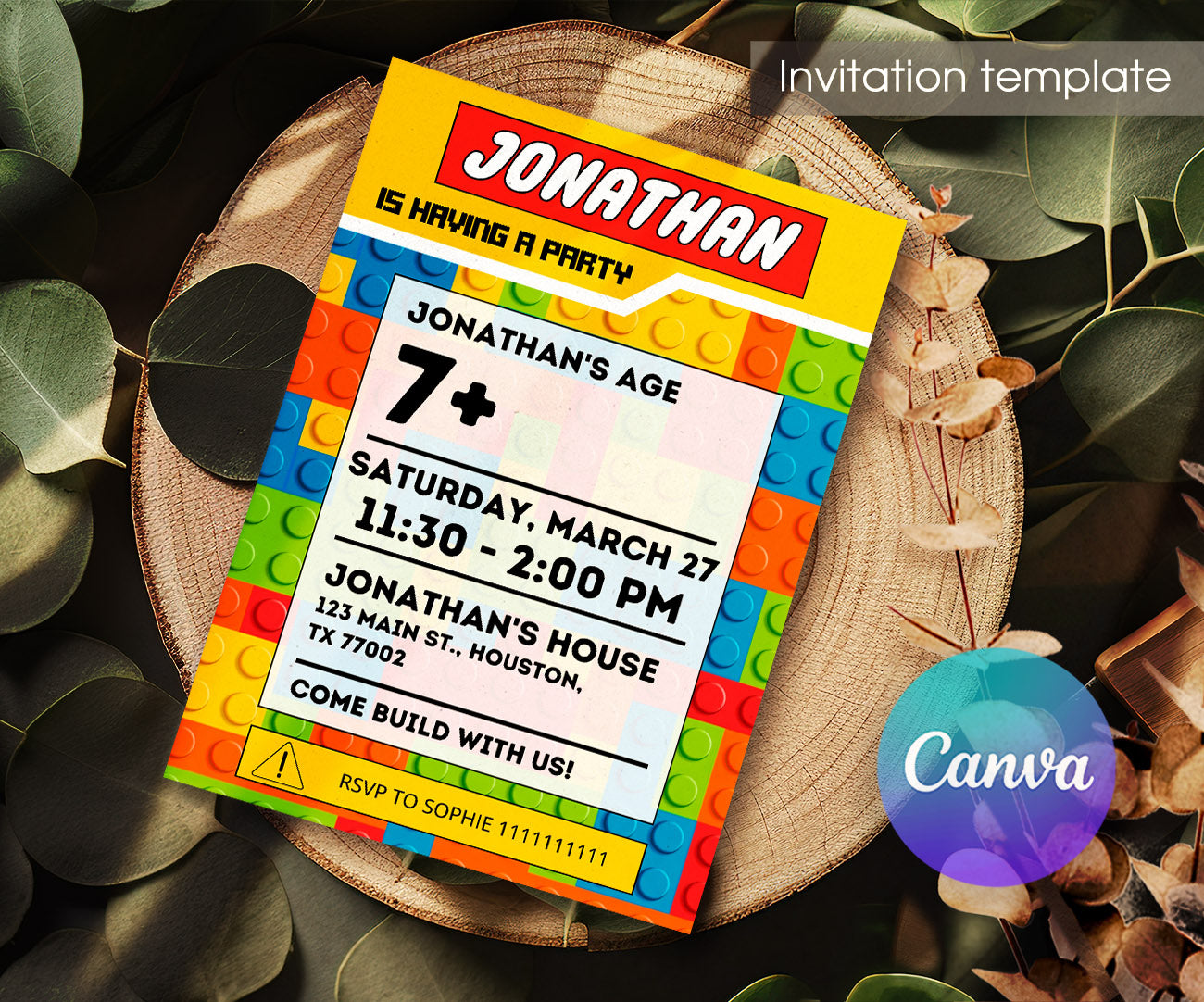 Lego customizable invitation template | Share or Print | TF305