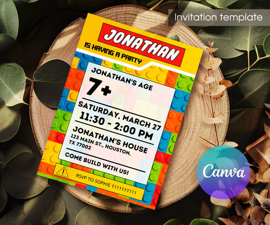 Lego customizable invitation template | Share or Print | TF305