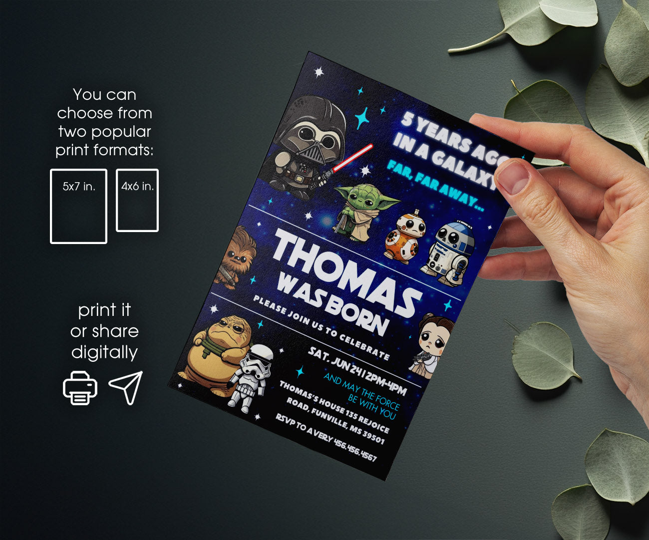 Star Wars Darth Vader customizable invitation template | Share or Print | boy | QY929