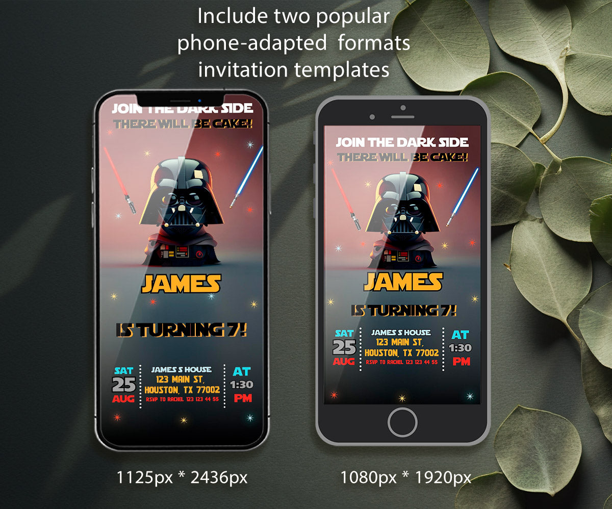 Star Wars Darth Vader customizable invitation template | Share or Print | boy | ID031