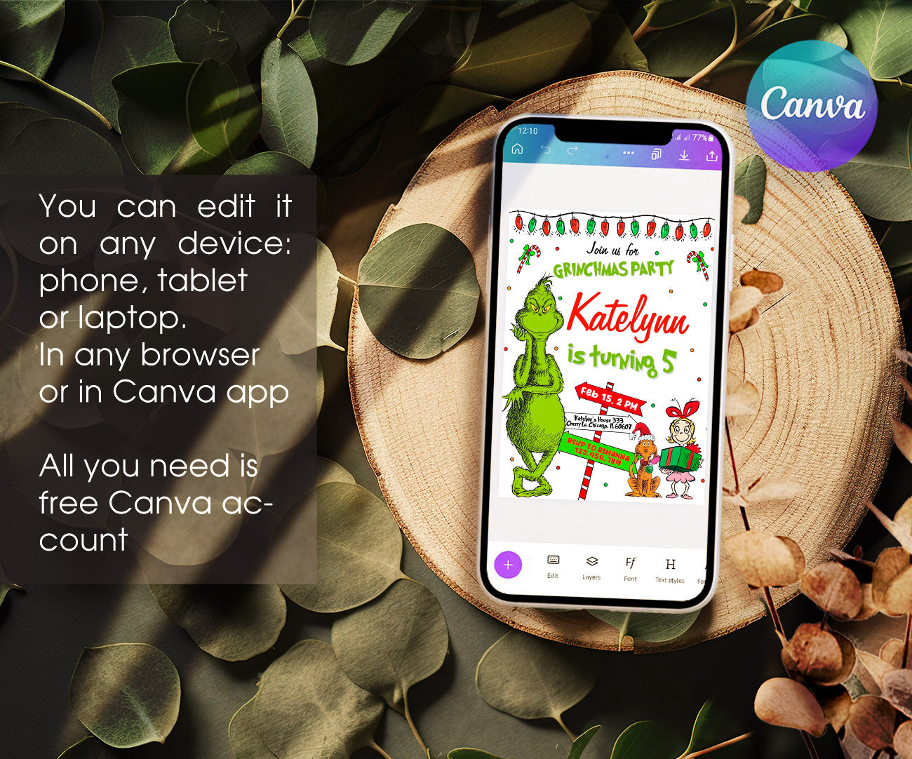The Grinch  Merry Grinchmas customizable invitation template | Share or Print | XG859