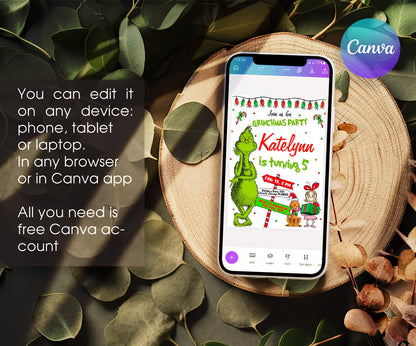 The Grinch  Merry Grinchmas customizable invitation template | Share or Print | XG859