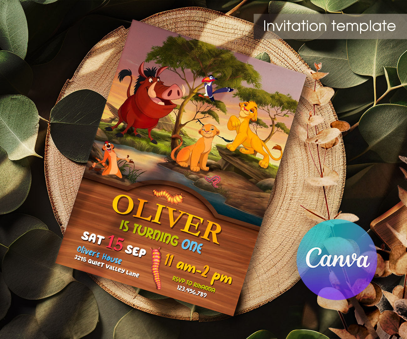 Lion King Simba customizable invitation template | Share or Print | IL326