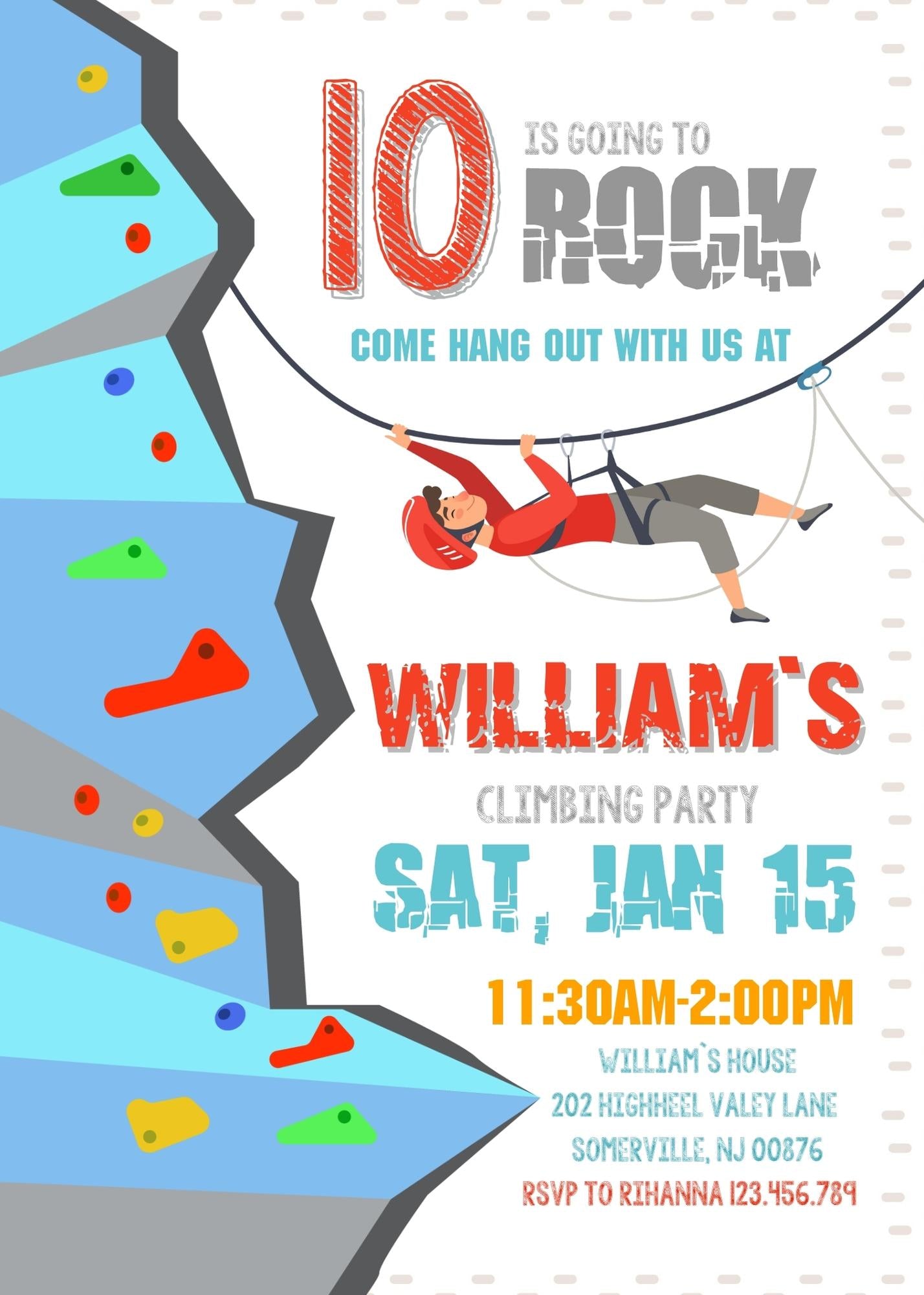 Rock Climbing customizable invitation template | Share or Print | PL252