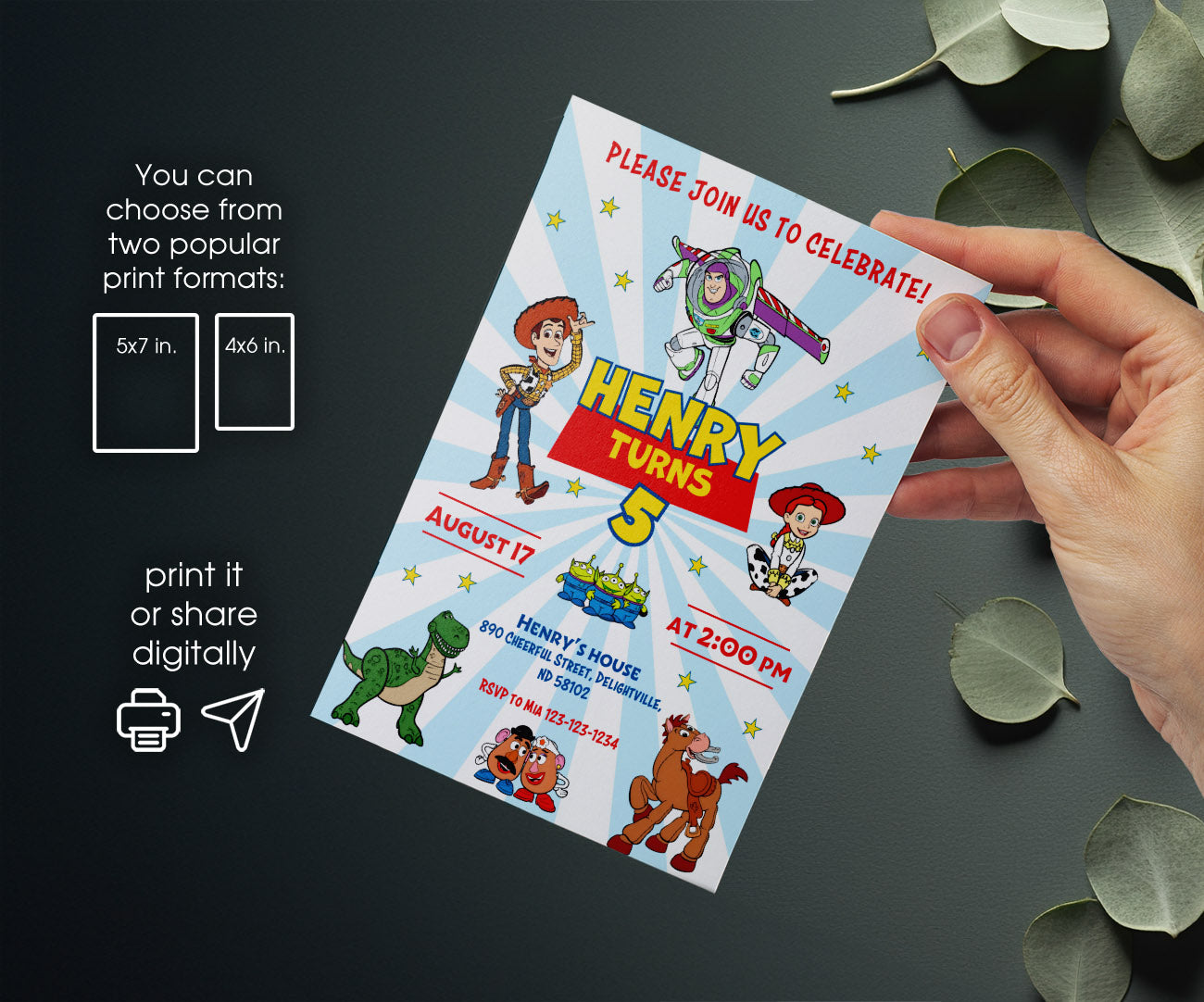 Toy Story Woody customizable invitation template | Share or Print | ZJ849