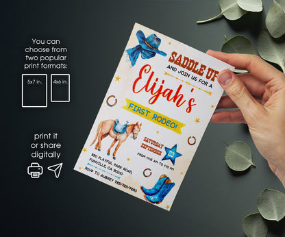Cowboy Rodeo customizable invitation template | Share or Print | boy | VM764