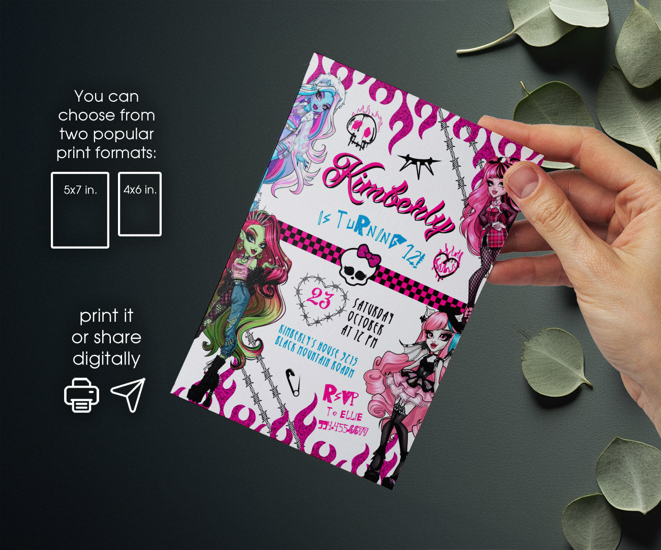 Monster High customizable invitation template | Share or Print | girl | SW718