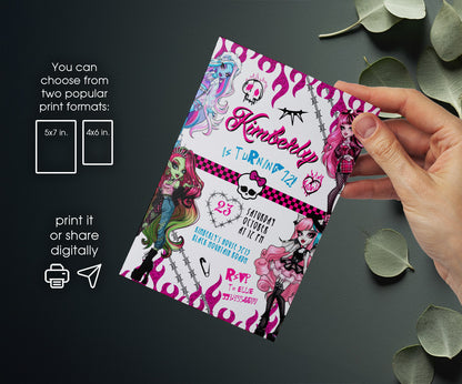 Monster High customizable invitation template | Share or Print | girl | SW718