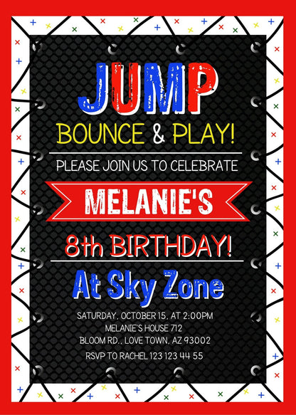 Trampoline Jump Party customizable invitation template | Share or Print | XT102