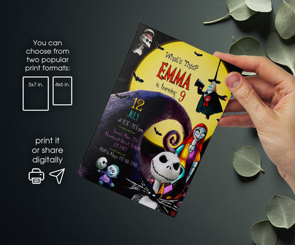 The Nightmare Before Christmas Halloween customizable invitation template | Share or Print | DK404
