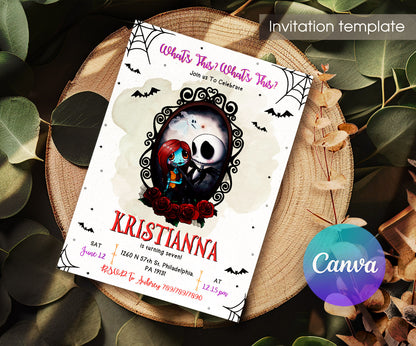 The Nightmare Before Christmas Halloween customizable invitation template | Share or Print | PE938