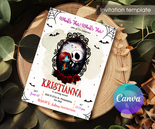 The Nightmare Before Christmas Halloween customizable invitation template | Share or Print | PE938