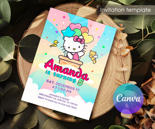 Hello Kitty Sanrio customizable invitation template | Share or Print | NE764