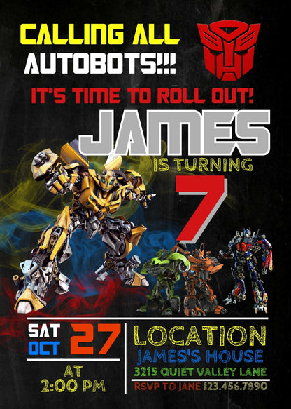 Transformers Rescue Bots customizable invitation template | Share or Print | boy | YW984