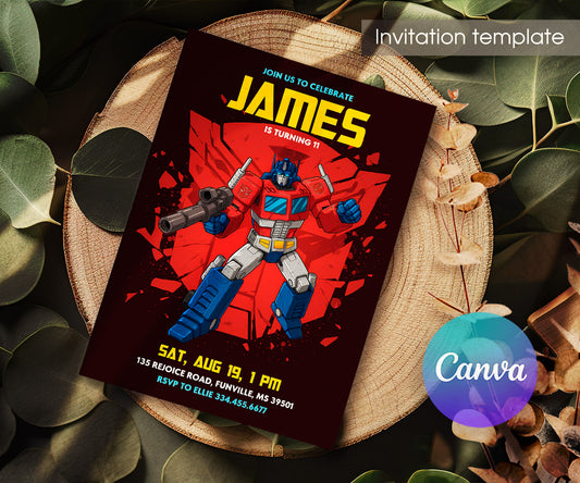 Transformers Rescue Bots customizable invitation template | Share or Print | boy | YB638