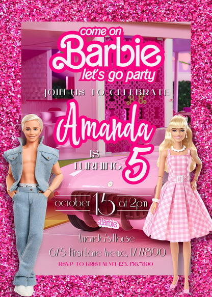 Barbie Pink customizable invitation template | Share or Print | girl | HE637
