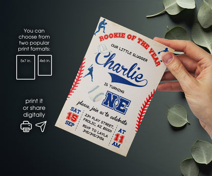 Baseball MLB Sport customizable invitation template | Share or Print | boy | YR073