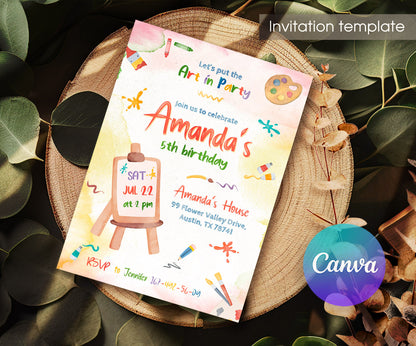 Art Party customizable invitation template | Share or Print | girl | VL235