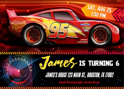 Cars Lightning McQueen customizable invitation template | Share or Print | boy | TB080