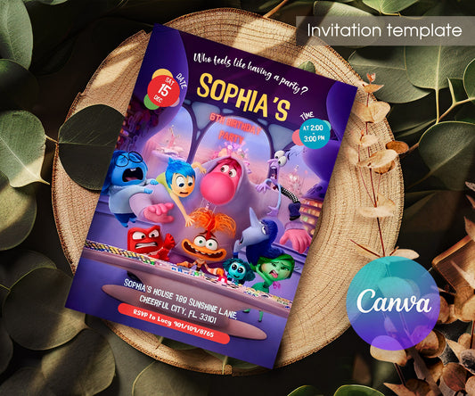 Inside Out 2 customizable invitation template | Share or Print | PP937