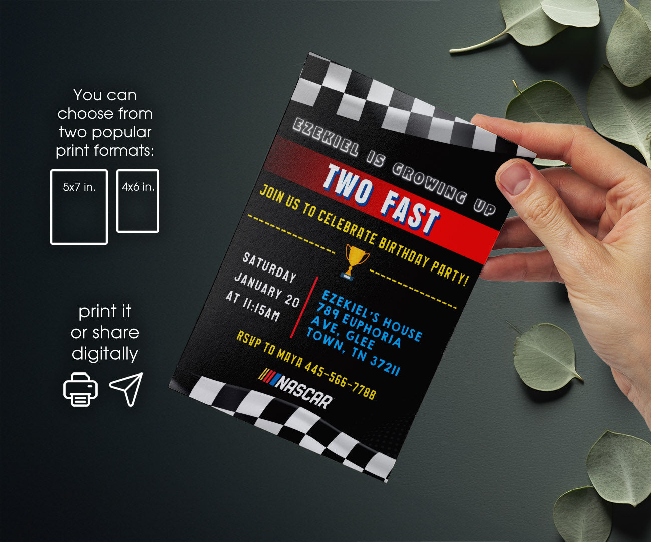 Nascar Ricky Bobby customizable invitation template | Share or Print | boy | LW744
