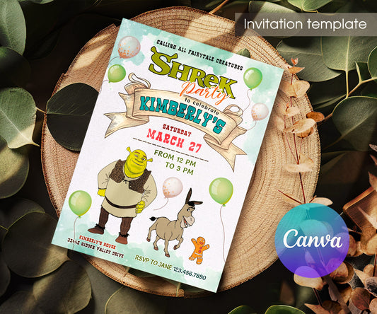 Shrek customizable invitation template | Share or Print | YF846