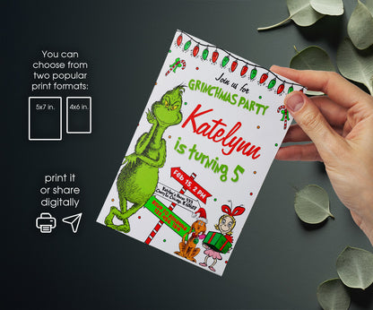 The Grinch  Merry Grinchmas customizable invitation template | Share or Print | XG859