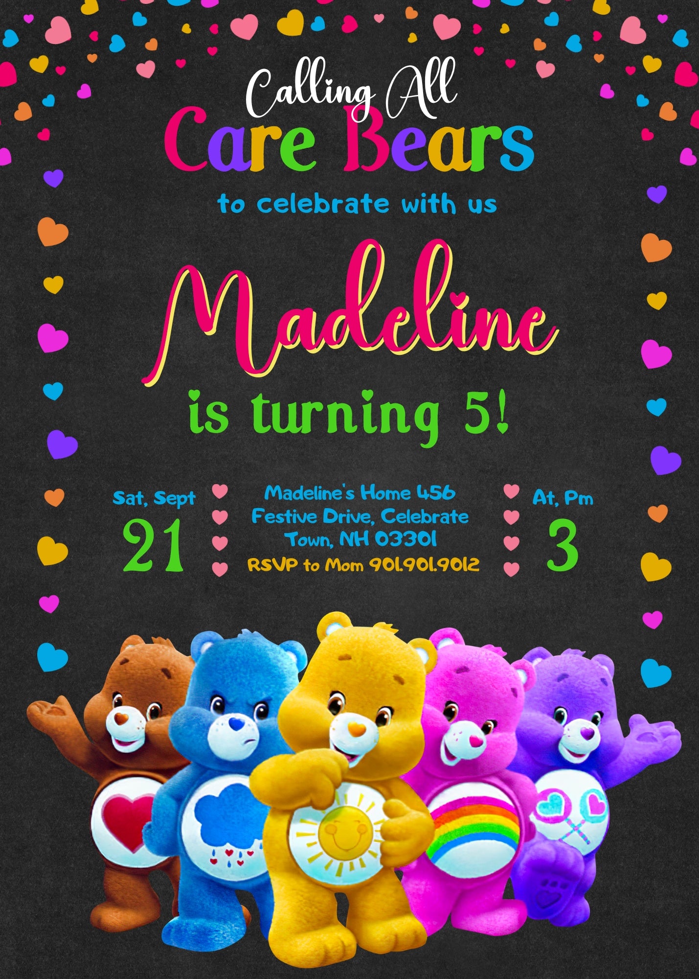 Care Bears customizable invitation template | Share or Print | UE160