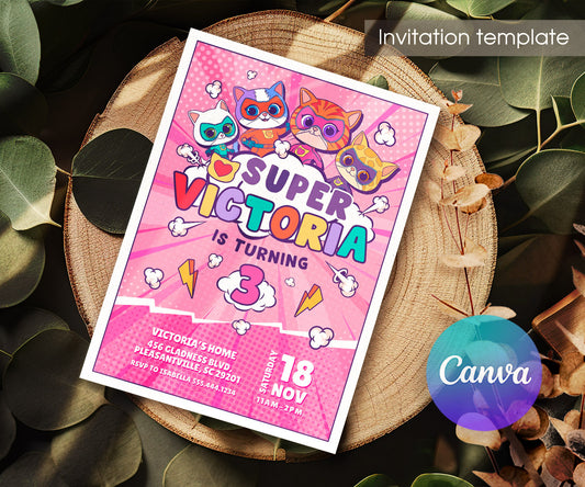 SuperKitties customizable invitation template | Share or Print | CP096
