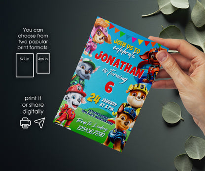 PAW Patrol customizable invitation template | Share or Print | TZ754