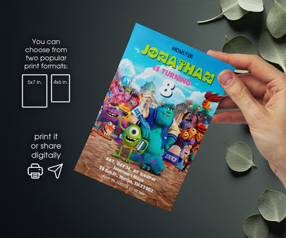 Monsters, Inc. customizable invitation template | Share or Print | JH728