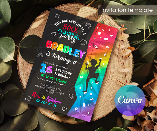 Rock Climbing customizable invitation template | Share or Print | DJ775