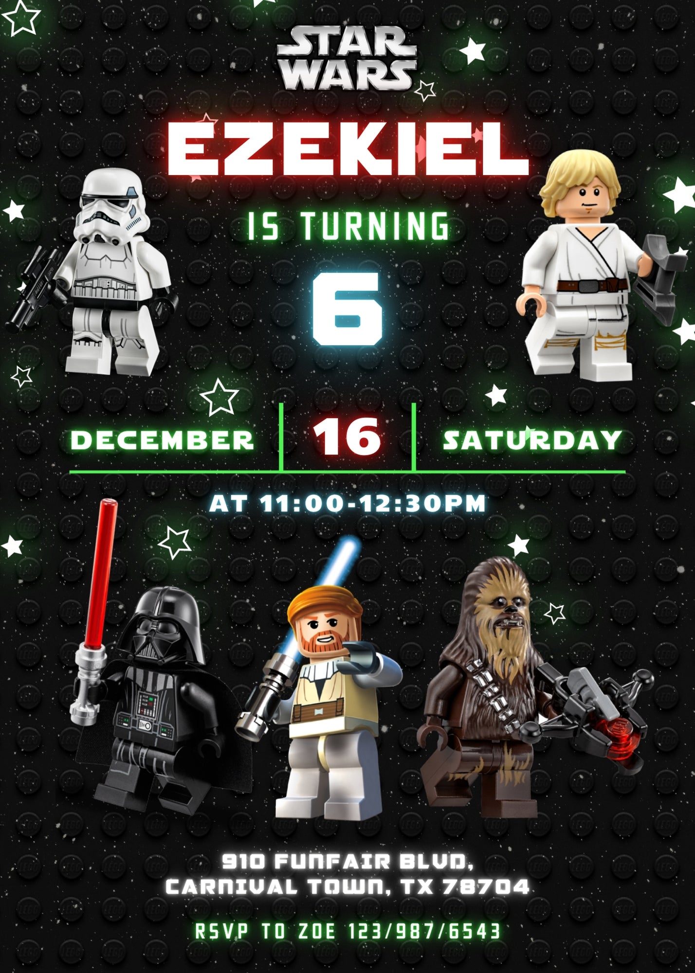 Star Wars Darth Vader Lego Minifigures customizable invitation template | Share or Print | WO485