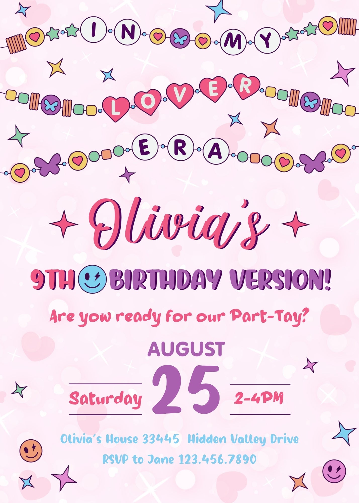 Taylor Swift Eras Tour customizable invitation template | Share or Print | girl | SP888