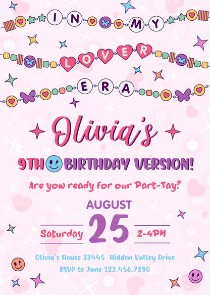 Taylor Swift Eras Tour customizable invitation template | Share or Print | girl | SP888