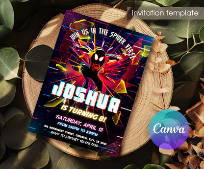 Spider Man Across the Spider-Verse customizable invitation template | Share or Print | boy | TX757