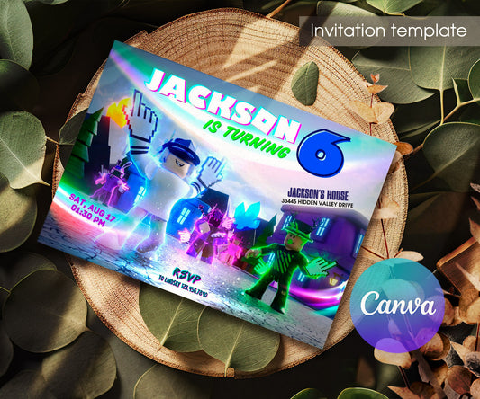 Roblox Gamer customizable invitation template | Share or Print | IV390