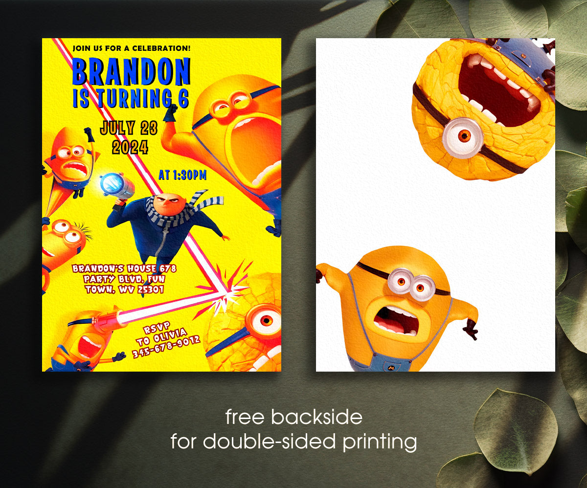Despicable Me Minions customizable invitation template | Share or Print | WV417