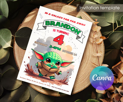 Baby Yoda Grogu Star Wars Mandalorian customizable invitation template | Share or Print | boy | IO415
