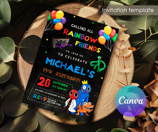Rainbow Friends customizable invitation template | Share or Print | XB737