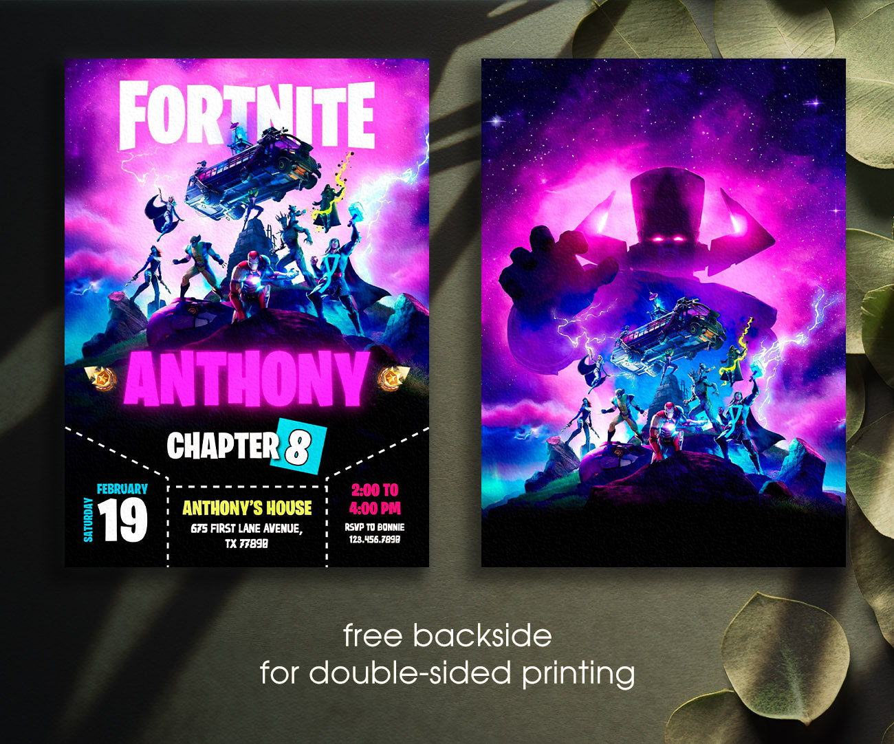 Fortnite Gamer customizable invitation template | Share or Print | boy | HS701